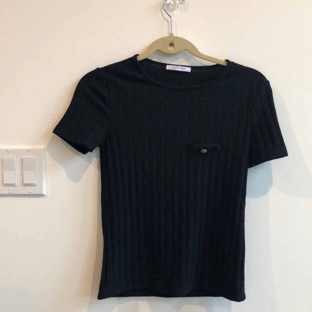 Black Zara shirt with gold button detail